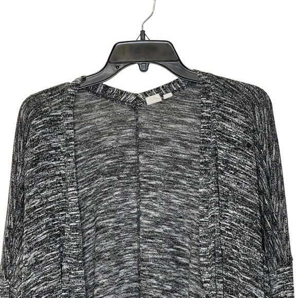 Gap Open Cardigan Sweater Size Large Black White Heather‎ 3/4 Sleeve Stretch - Picture 2 of 8